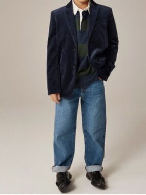 J. Crew Ludlow Boys Dark Blue Velvet 2-Button Blazer Jacket in size 10